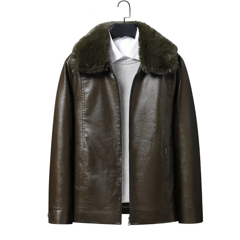 Veste Cuir Homme Hiver — Col Montant, Doublure Polaire Épaisse, Imperméable & Coupe-Vent | M à 4XL - BLACKBEARD OUTDOOR INDUSTRIES