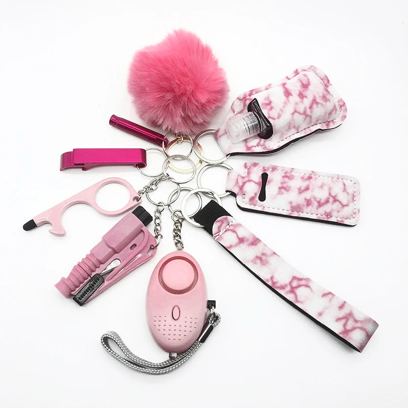 Kit porte-clés de sécurité femme 10 pièces avec dragonne