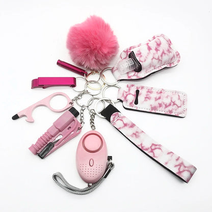 Kit porte-clés de sécurité femme 10 pièces avec dragonne