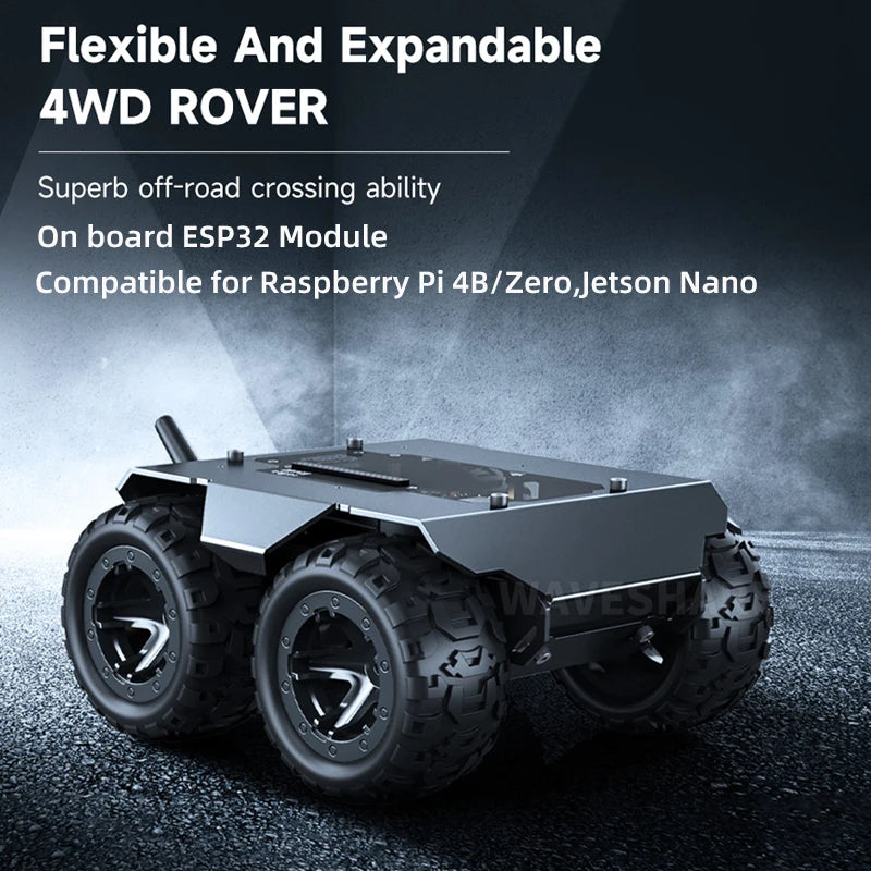 WAVE ROVER — Châssis Robot 4WD ESP32 en Aluminium — Raspberry Pi / Jetson Nano — Police, Déminage, Sauvetage & R&D - BLACKBEARD OUTDOOR INDUSTRIES