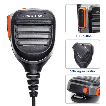 Micro-Haut-Parleur PTT Étanche Baofeng – Compatible UV-9R Pro, UV-68, BF-9700, Ham Radio