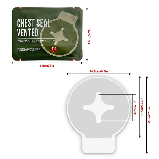 Pansement de Scellement pour Torse Tactique avec 4 Orifices (Vented) - Soins Trauma pour Patch Médical de Scellement Thoracique IFAK BLACKBEARD OUTDOOR INDUSTRIES