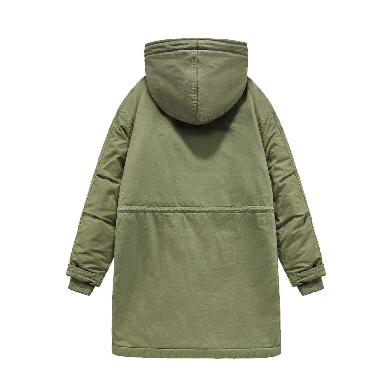 New American Retro M51 Mid-Length Windbreaker Parka with Hood Coat - Amish Cotton Long Coat for Men - Fall/Winter BLACKBEARD OUTDOOR INDUSTRIES