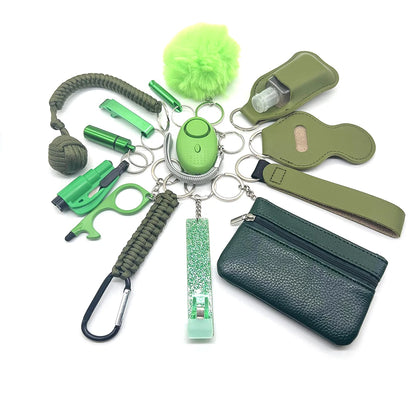 Kit porte-clés de sécurité multifonction 15 pièces