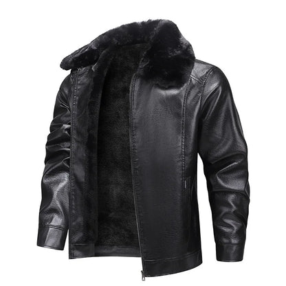Veste Cuir Homme Hiver — Col Montant, Doublure Polaire Épaisse, Imperméable & Coupe-Vent | M à 4XL - BLACKBEARD OUTDOOR INDUSTRIES