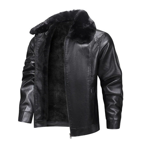 Veste Cuir Homme Hiver — Col Montant, Doublure Polaire Épaisse, Imperméable & Coupe-Vent | M à 4XL - BLACKBEARD OUTDOOR INDUSTRIES