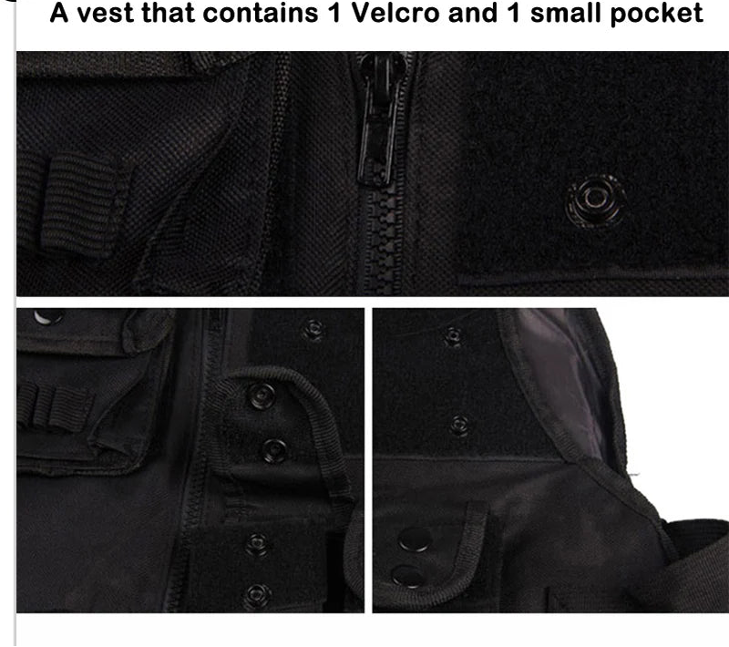 Gilet tactique SWAT noir en nylon, style police et intervention