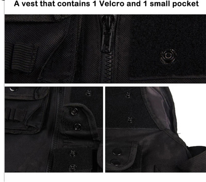Gilet tactique SWAT noir en nylon, style police et intervention