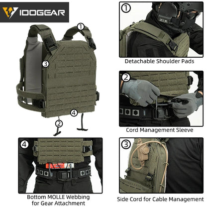 Gilet tactique IDOGEAR quick release laser cut léger MOLLE - BLACKBEARD OUTDOOR INDUSTRIES