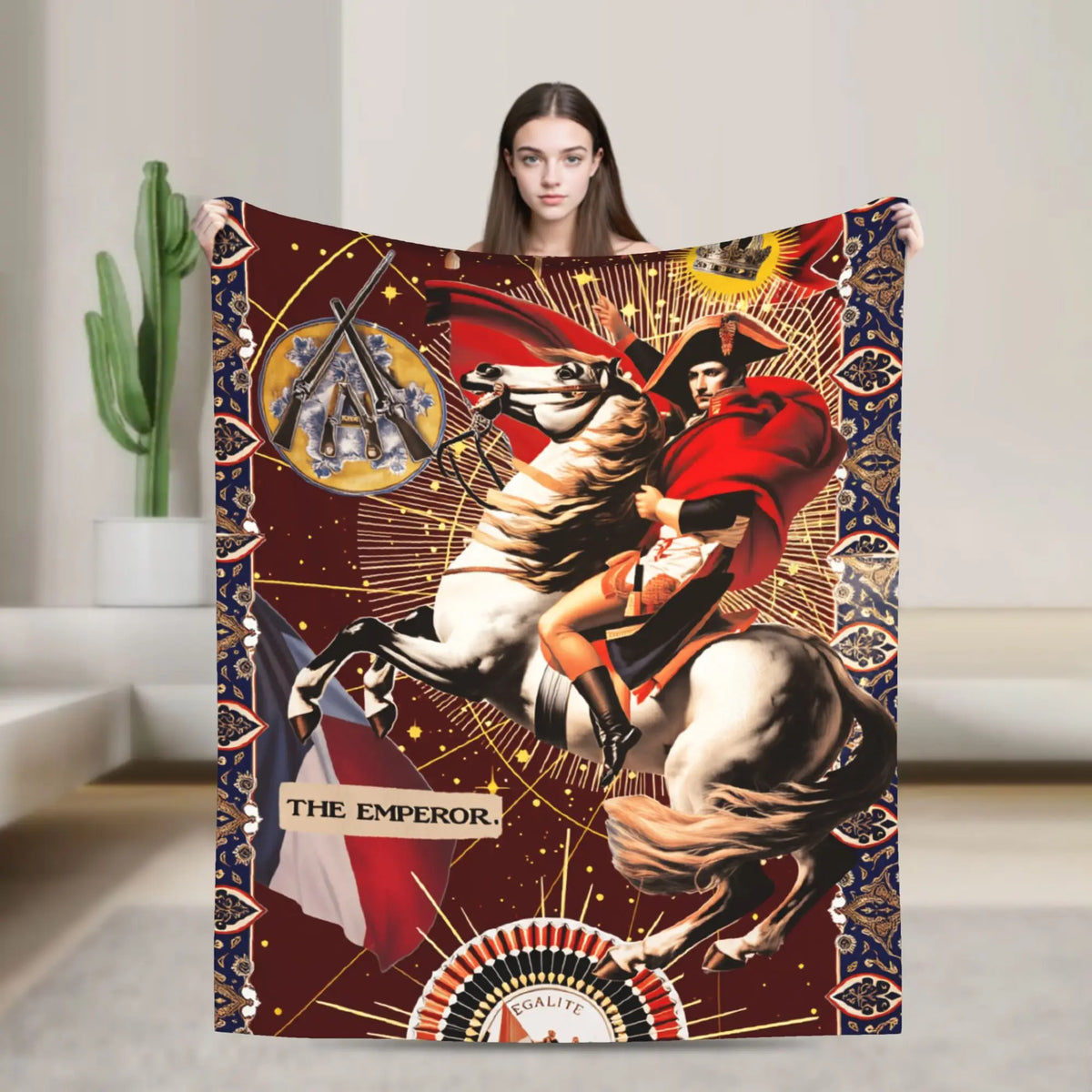 Plaid Polaire Napoléon – Couverture Portrait Historique 100% Polyester