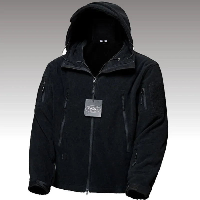 Veste Polaire Tactique Homme à Capuche - Chaude et Coupe-Vent, Hiver