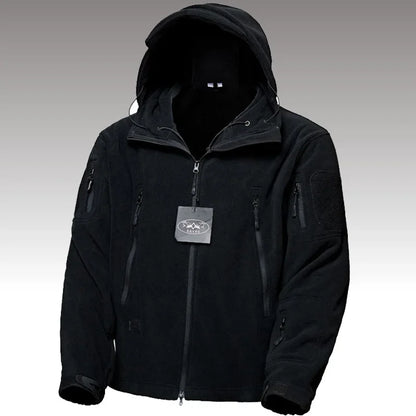Veste Polaire Tactique Homme à Capuche - Chaude et Coupe-Vent, Hiver