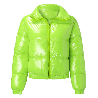 Doudoune Vinyle Femme Courte – Effet Cuir PVC Brillant, Col Montant, Style Luxe | S-XXL - BLACKBEARD OUTDOOR INDUSTRIES