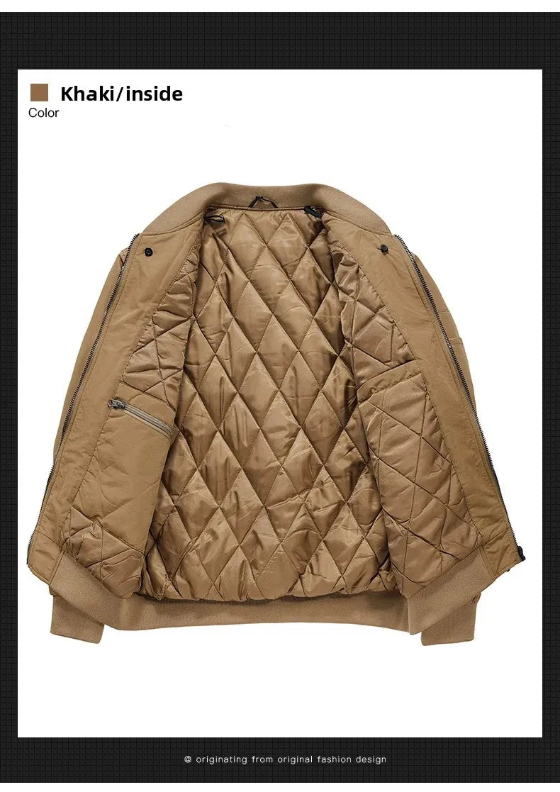 Men's Casual Thickened Cotton Jacket Removable Fur Collar Autumn Winter Warm Stand Collar Looseness Style Chinese Origin BLACKBEARD OUTDOOR INDUSTRIES