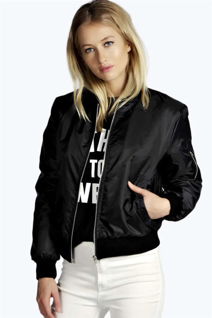 Blouson Bomber Court Femme – Style Vintage Col Rond Fermeture Zip - BLACKBEARD OUTDOOR INDUSTRIES