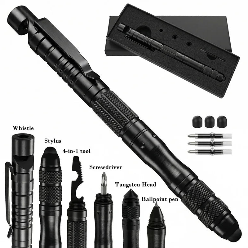 Stylo tactique multifonction avec lampe LED et outils