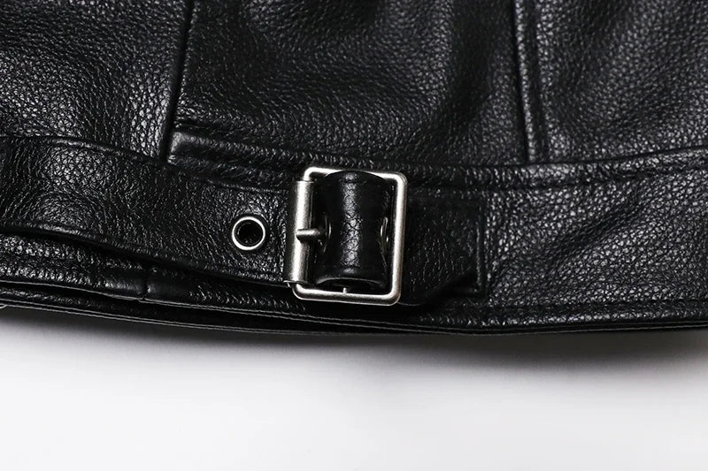 Blouson Homme Moto Classique en Cuir Véritable - BLACKBEARD OUTDOOR INDUSTRIES