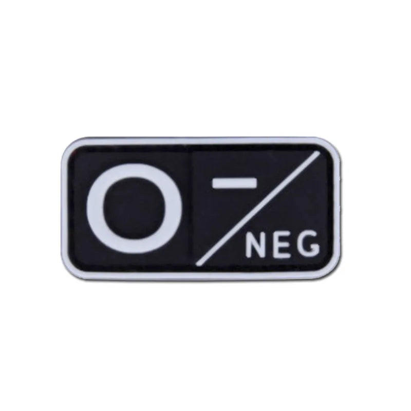 Patch Groupe Sanguin 3D PVC – A B AB O Rh + / - – Écusson Tactique Militaire Hook & Loop 5×2,5 cm - BLACKBEARD OUTDOOR INDUSTRIES