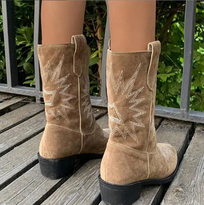 Bottes Western Cowgirl Femme – Broderies Bout Pointu Talon