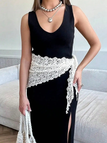 Foulard de tête femme en dentelle fleurie