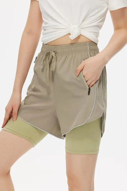Shorts de Sport Femme 2-en-1 Taille Haute - Séchage rapide • Poche zippée • Confort anti-exposition - BLACKBEARD OUTDOOR INDUSTRIES