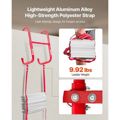 Échelle de Secours Incendie 4 m – Aluminium Léger, 2 Étages, 453 kg, Marches Antidérapantes