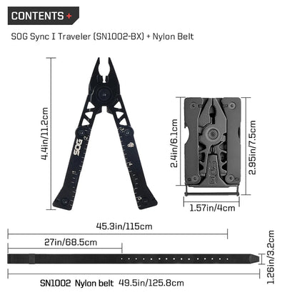 SOG Sync I Traveler EDC Multi-tool with 10 Survival Tools, Tactical & Outdoor Camping Supplies, Portable Travel & Hiking Kit Set BLACKBEARD OUTDOOR INDUSTRIES