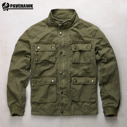 Casual Camouflage Cargo Jacket Mens Cotton Multi Pocket Tactical Coats Stand Collar Fashion Vintage Autumn Bomber Outwear BLACKBEARD OUTDOOR INDUSTRIES