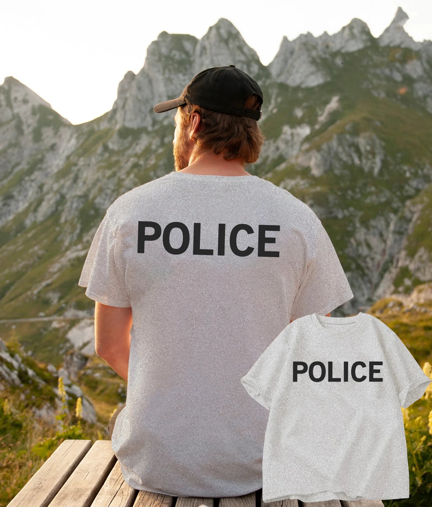 T-Shirt Police Homme Manches Courtes – Col Rond Imprimé Tactique