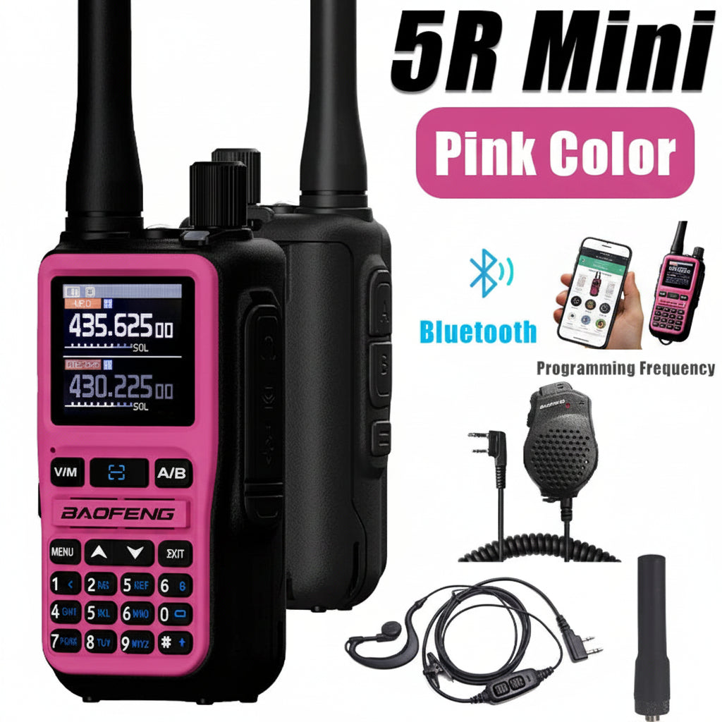 Talkie-Walkie Rose Baofeng U5R Mini – Bluetooth, 999 Canaux, USB-C, IP45