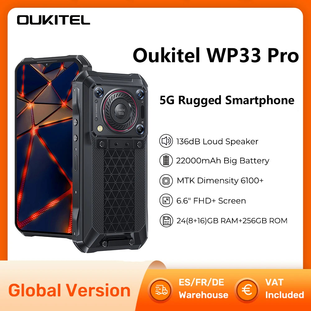 OUKITEL WP33 Pro 5G — Smartphone Rugged Ultra-Performant et Batterie Géante - BLACKBEARD OUTDOOR INDUSTRIES