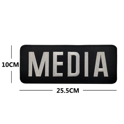 Patch Brodé MEDIA Grande Taille – Gilet Tactique Hook & Loop Insigne Presse