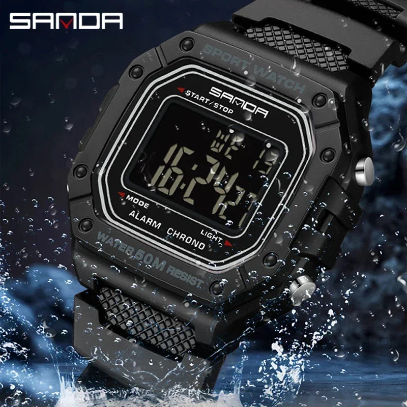 Montre Militaire Digitale SANDA 2156 – Sport LED Étanche 5 Bar Homme