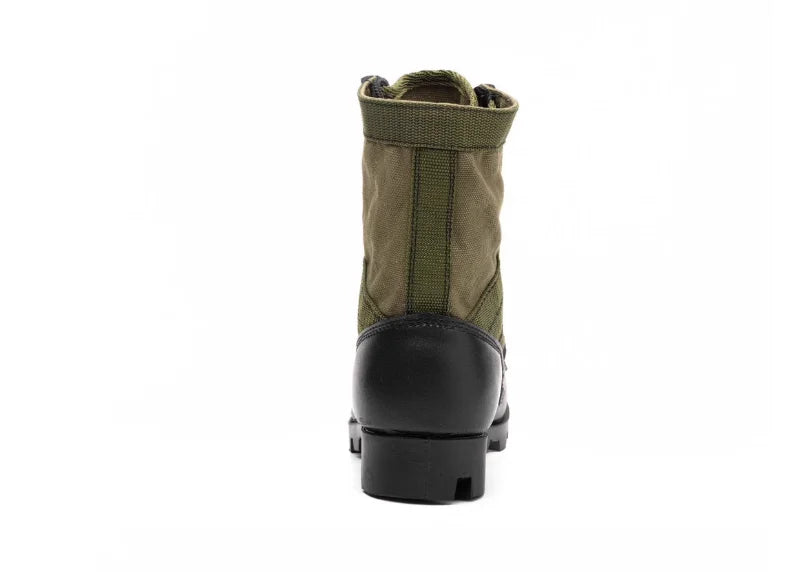 Rangers Militaires Jungle – Cuir, Semelle Caoutchouc | Forces Spéciales | Noir & Vert Armée | EU 35-47