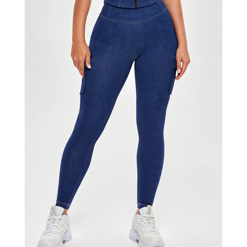 Legging Effet Jean Femme Taille Haute – Poches Cargo, Gainant, Butt Lift - BLACKBEARD OUTDOOR INDUSTRIES