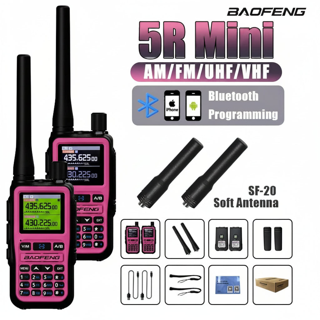 Talkie-Walkie Rose Baofeng U5R Mini – Bluetooth, 999 Canaux, USB-C, IP45