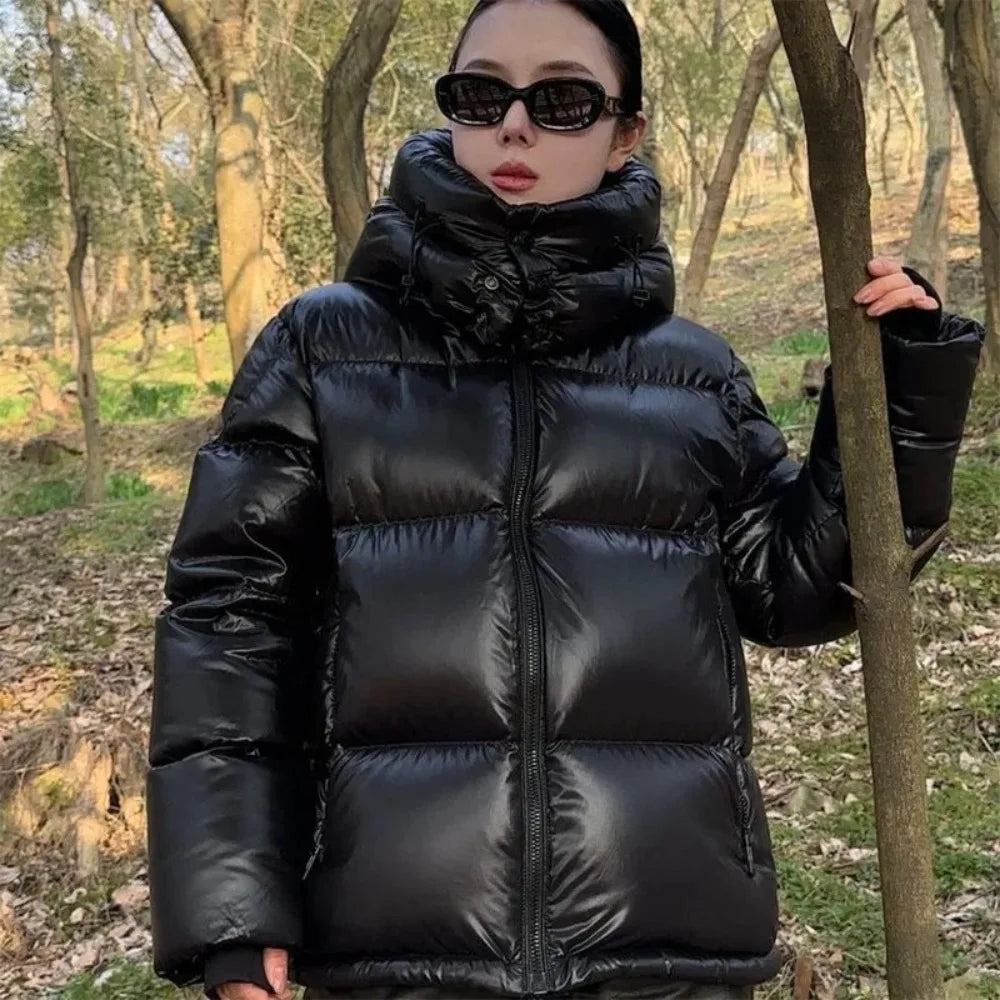 Doudoune Femme Courte Brillante — 90% Duvet Canard Blanc | Capuche, Coupe Oversize S à XXL - BLACKBEARD OUTDOOR INDUSTRIES