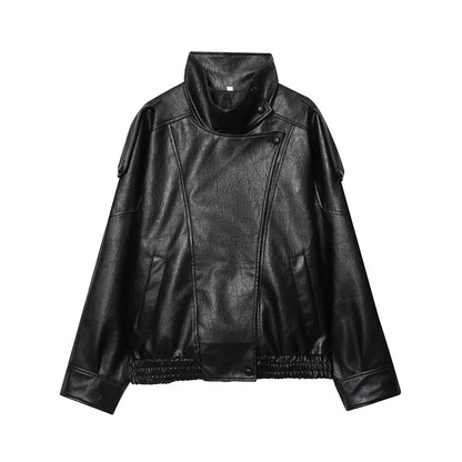 Perfecto Simili-Cuir Femme Oversize – Col Reversé, Fermeture Zip, Style Biker Streetwear Automne/Hiver - BLACKBEARD OUTDOOR INDUSTRIES