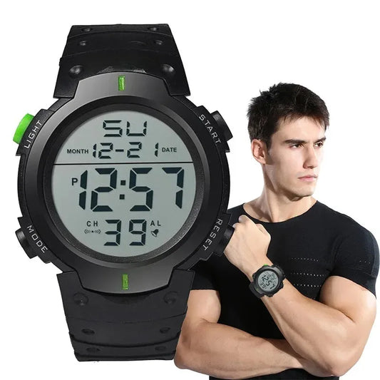 Montre Sport LED Digitale Homme – Multifonction, Résistante à l'Eau 3 Bar, Bracelet Silicone, Alarme & Chronomètre - BLACKBEARD OUTDOOR INDUSTRIES