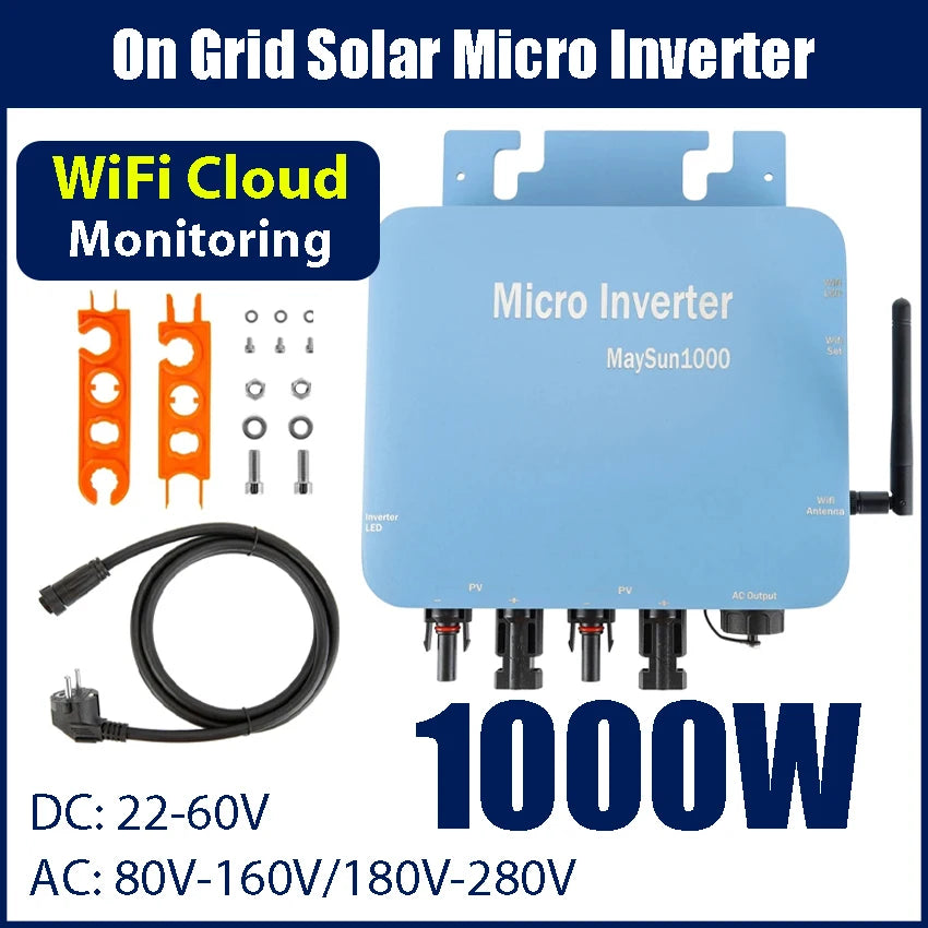 Onduleur Solaire On-Grid 1000W MaySun avec Connecteurs MC, WIFI & Surveillance Cloud - BLACKBEARD OUTDOOR INDUSTRIES