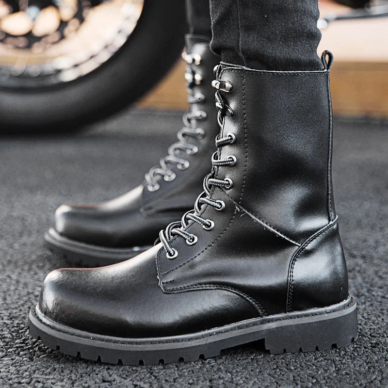 Boots Homme Cuir Véritable Fourrées – Mi-Mollet Lacets Hiver Outdoor