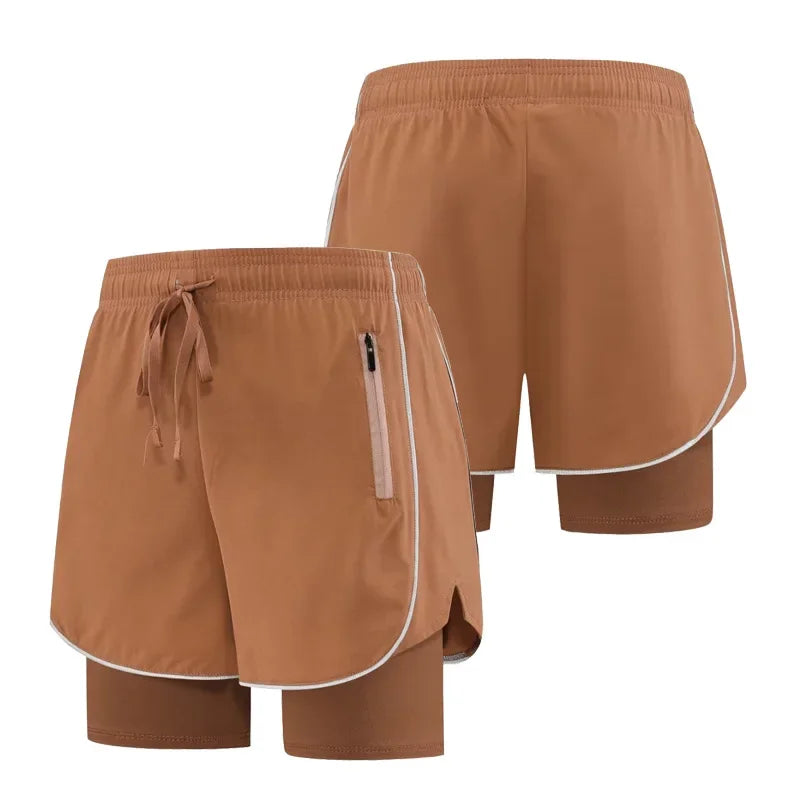 Shorts de Sport Femme 2-en-1 Taille Haute - Séchage rapide • Poche zippée • Confort anti-exposition - BLACKBEARD OUTDOOR INDUSTRIES