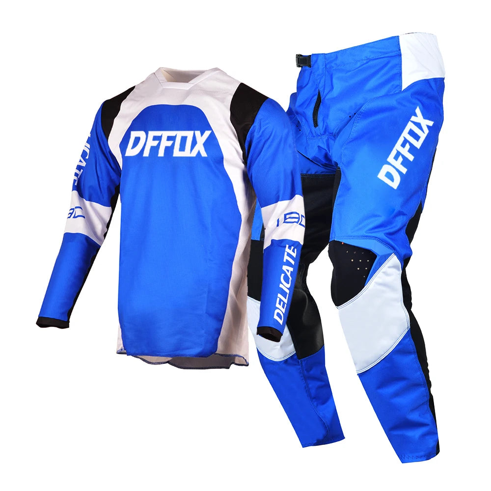 DFFOX Kit Moto MX – Jersey + Pantalon Motocross Enduro DH MTB Offroad – Unisexe S à XXXL