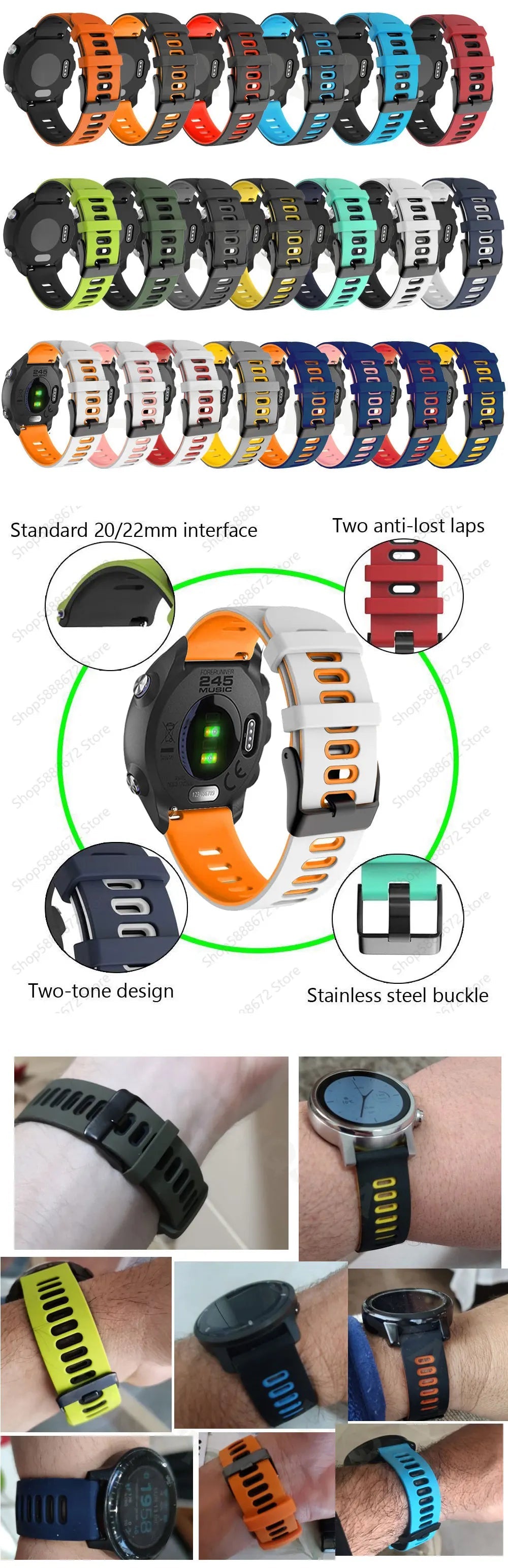 Bracelet en Cuir et Silicone 20mm/22mm pour Montres Huawei, Amazfit et Samsung Galaxy Watch BLACKBEARD OUTDOOR INDUSTRIES