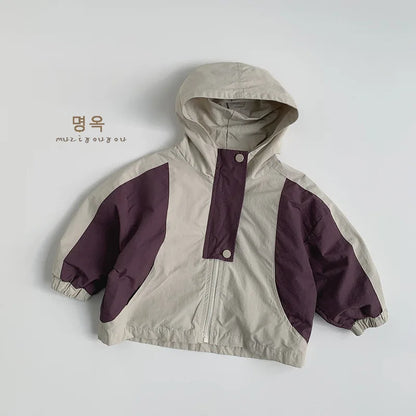 Veste Zippée Enfant À Capuche Patchwork – Manches Longues Printemps