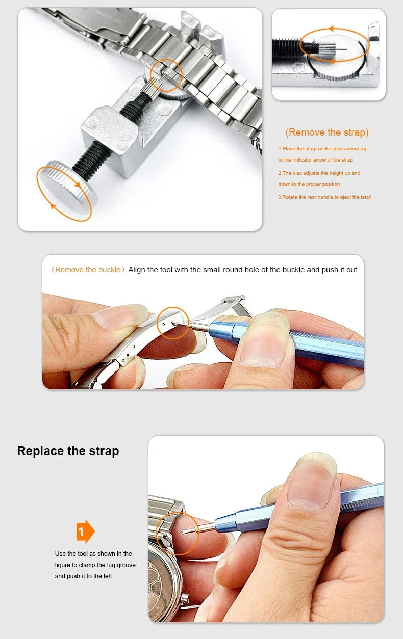 Kit de Réparation de Montres 185 Pièces - Outils Professionnels pour Remplacement de Batterie, Démontage de Maillons, Retrait du Fond de Boîtier, Outils à Barres et plus - BLACKBEARD OUTDOOR INDUSTRIES