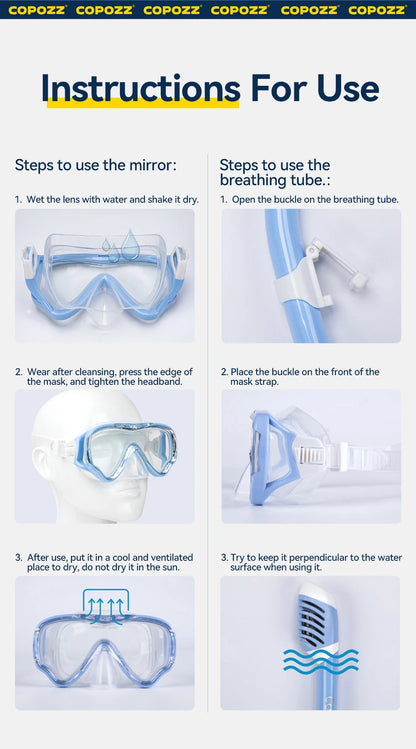 COPOZZ Masque de Plongée Enfant 4–15 ans – Masque Intégral HD Anti-Buée avec Tuba Amovible - BLACKBEARD OUTDOOR INDUSTRIES