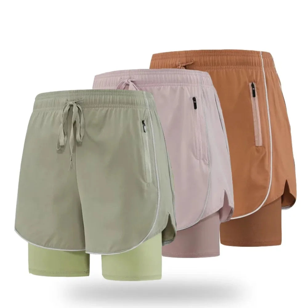 Shorts de Sport Femme 2-en-1 Taille Haute - Séchage rapide • Poche zippée • Confort anti-exposition - BLACKBEARD OUTDOOR INDUSTRIES
