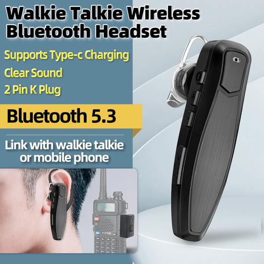Oreillette Bluetooth Mains Libres pour Talkie-Walkie – PTT Sans Fil, Compatible Kenwood, Baofeng UV-5R, Quansheng