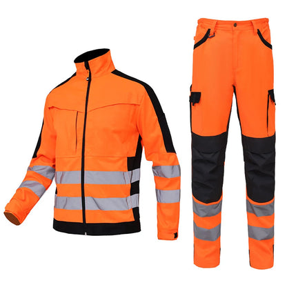 Veste et Combinaison Haute Visibilite Imperméable Bandes Reflechissantes – Tenue de Securite Professionnelle Hiver pour Agents de Securite, Gardiens et Personnel de Terrain (S a XXXL, Orange / Jaune)